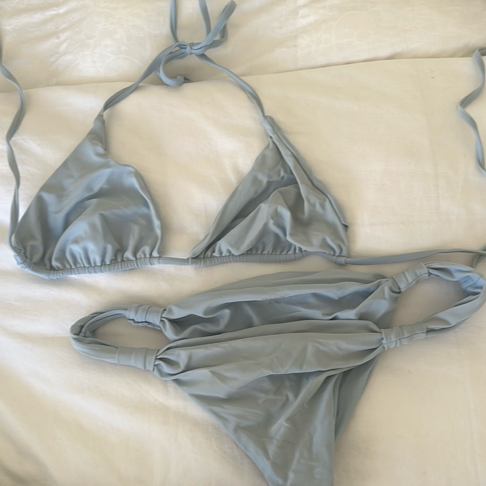 Monday Swimwear sky Blue Bikini tulum adjustable bottoms palma top